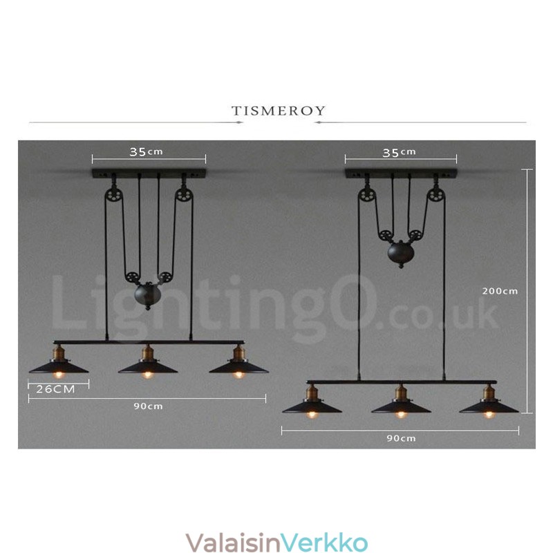 3 Light Country Vintage metalliriippuvalaisin