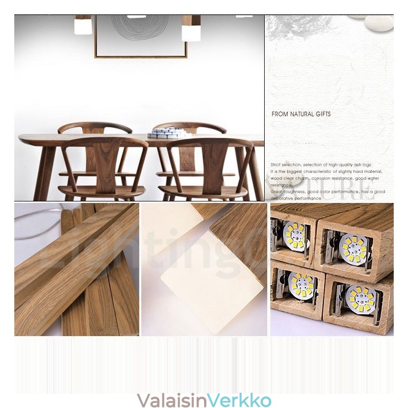 1 Light Moderni nykyaikainen puinen riippuvalaisin
