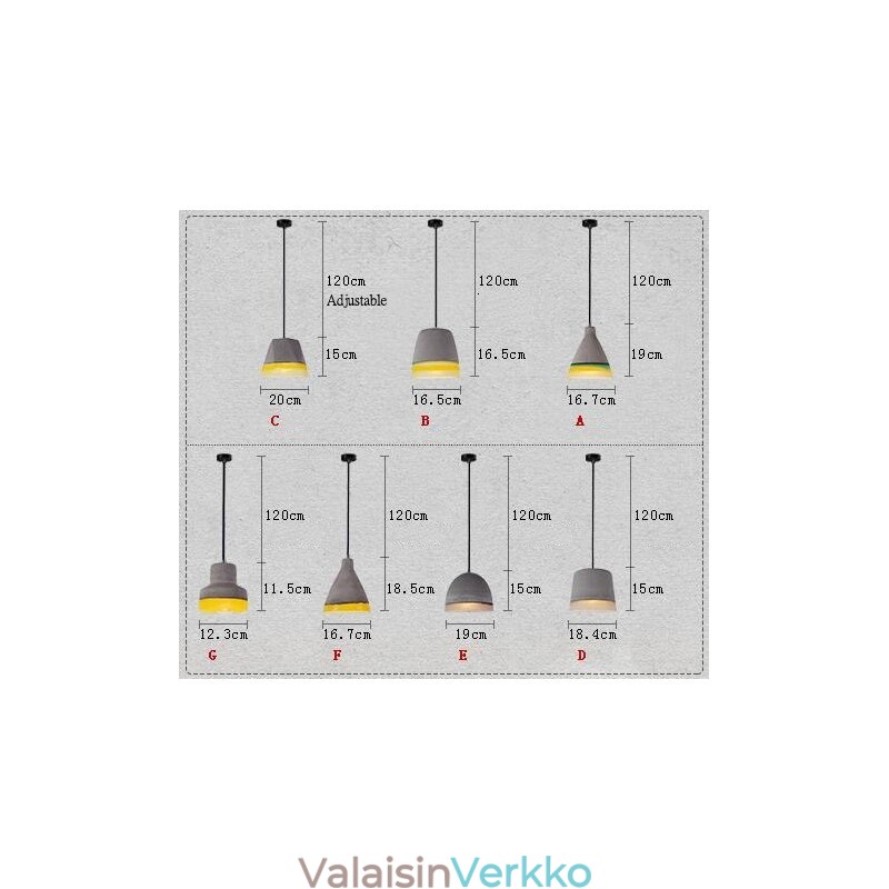 1 Light Vintage Concrte riippuvalaisin