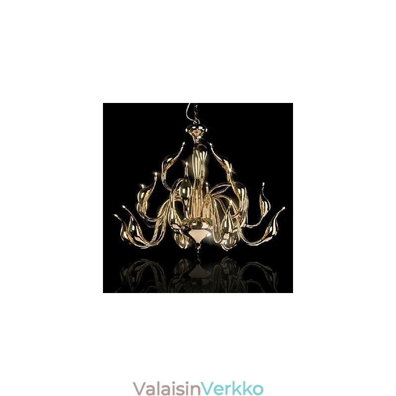 Moderni kattokruunu valo 18 valoa G4 kullattu