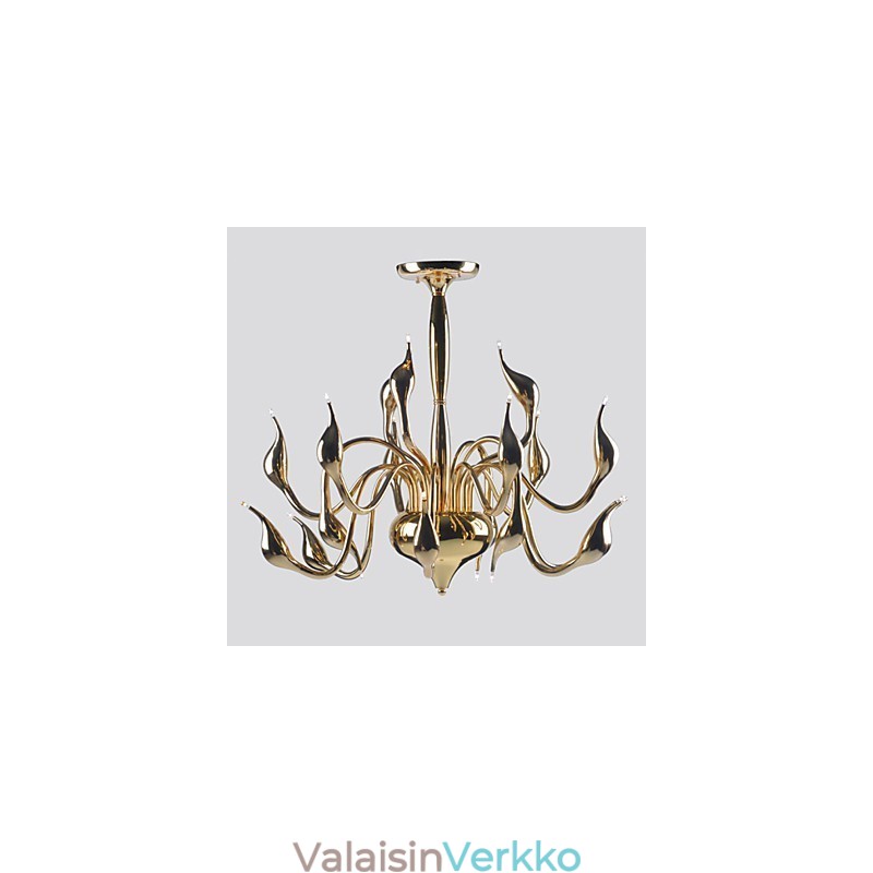 Moderni kattokruunu valo 18 valoa G4 kullattu