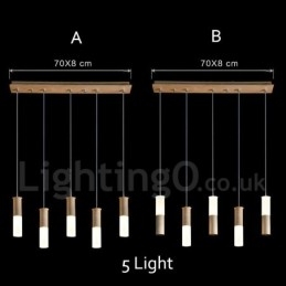 Moderni nykyaikainen 5 Light puinen riippuvalaisin