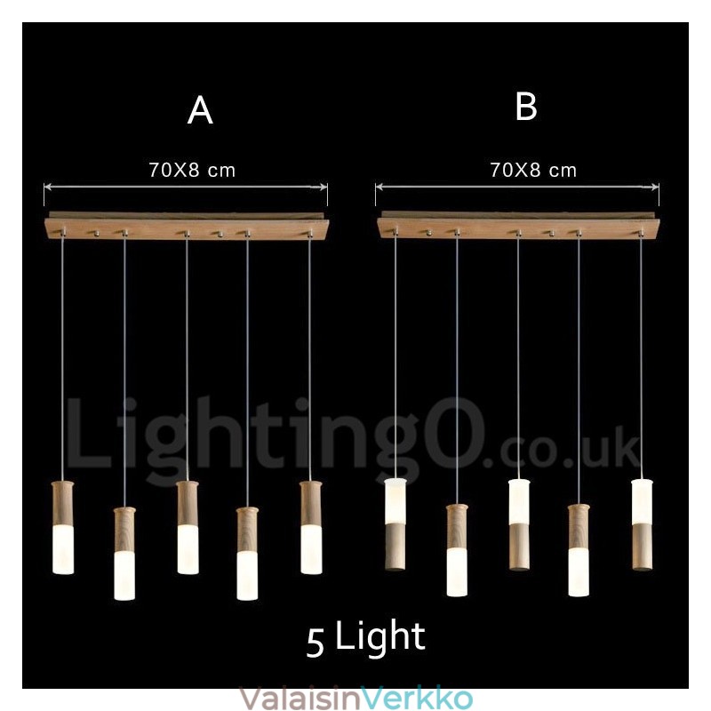 Moderni nykyaikainen 5 Light puinen riippuvalaisin