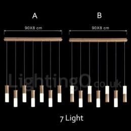 Moderni nykyaikainen 7 Light puinen riippuvalaisin