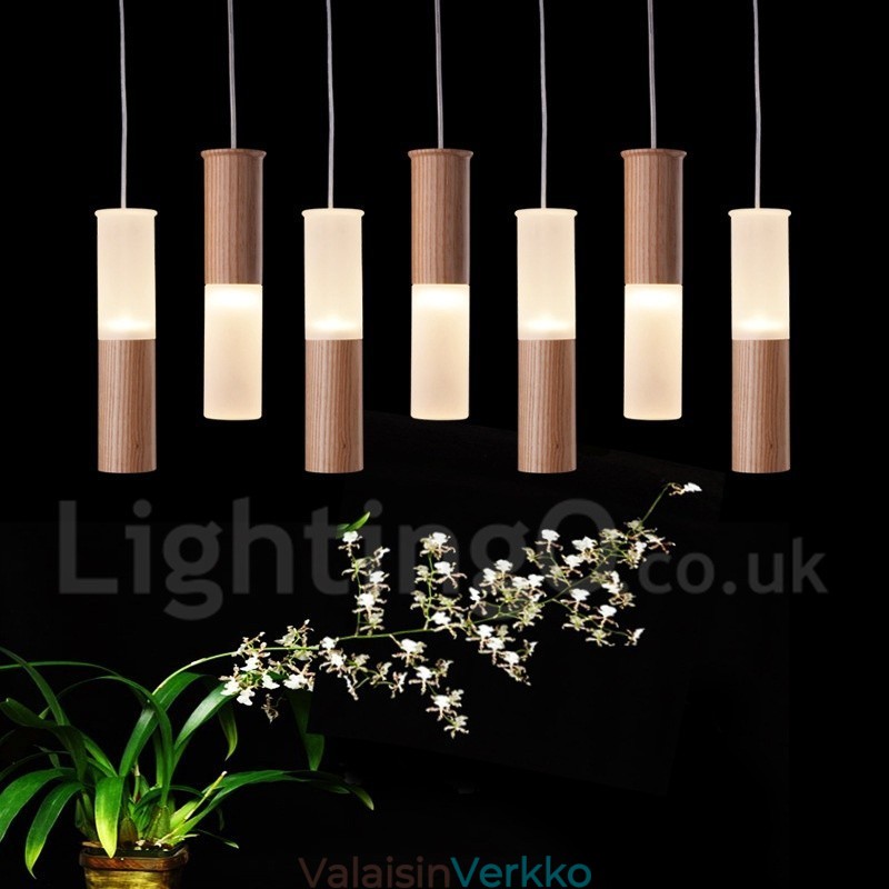 Moderni nykyaikainen 7 Light puinen riippuvalaisin