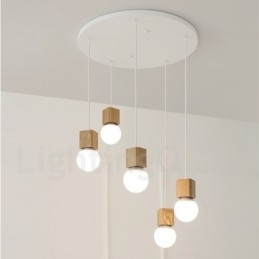 5 Light Wood Rustic Lodge -riippuvalaisin