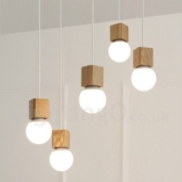 5 Light Wood Rustic Lodge -riippuvalaisin