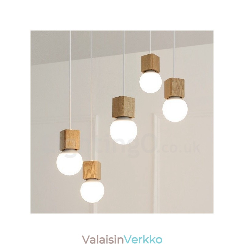 5 Light Wood Rustic Lodge -riippuvalaisin