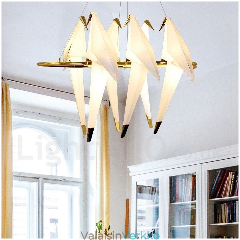 Moderni nykyaikainen Paper Crane 6 Light riippuvalaisin