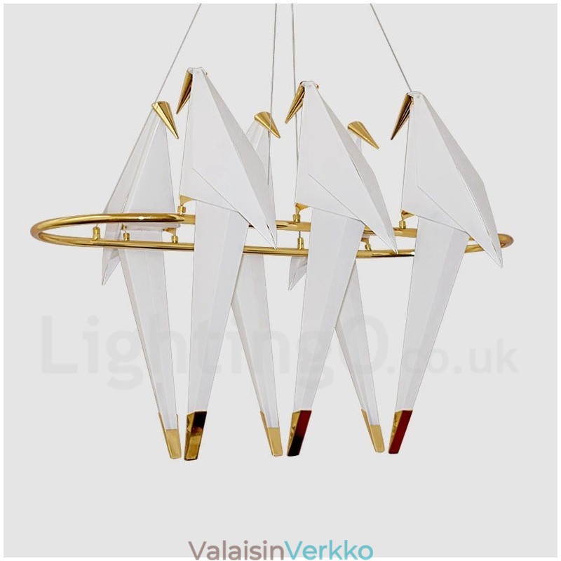 Moderni nykyaikainen Paper Crane 6 Light riippuvalaisin
