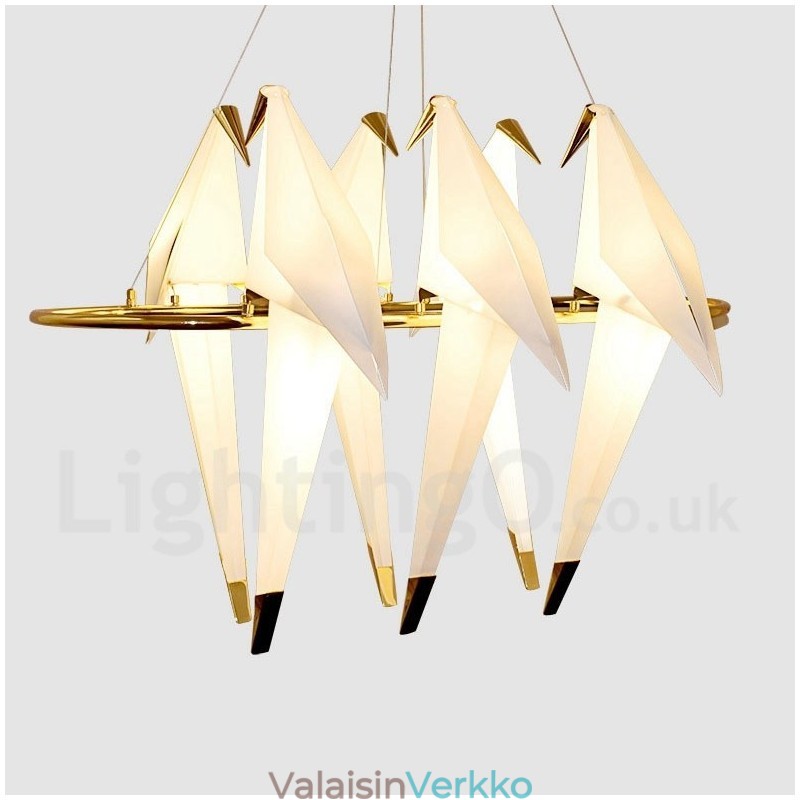 Moderni nykyaikainen Paper Crane 6 Light riippuvalaisin