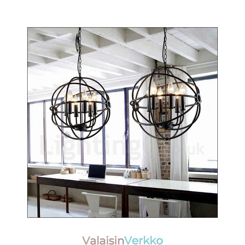 6 Light Metal Globe Vintage-riippuvalaisin