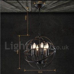 6 Light Metal Globe Vintage-riippuvalaisin