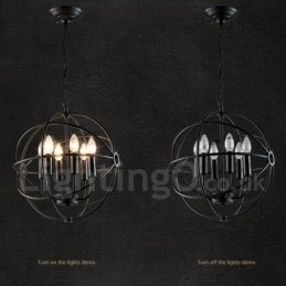 6 Light Metal Globe Vintage-riippuvalaisin