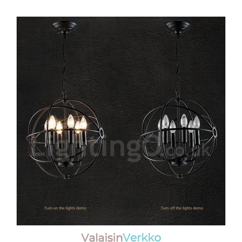 6 Light Metal Globe Vintage-riippuvalaisin