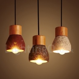 Moderni nykyaikainen 1 Light Wood Concrte riippuvalaisin