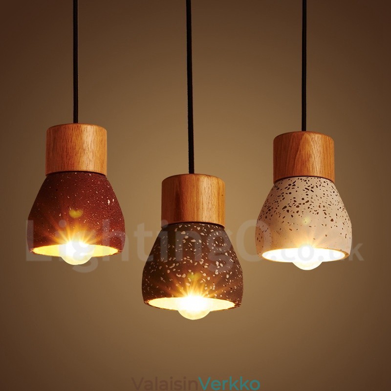Moderni nykyaikainen 1 Light Wood Concrte riippuvalaisin