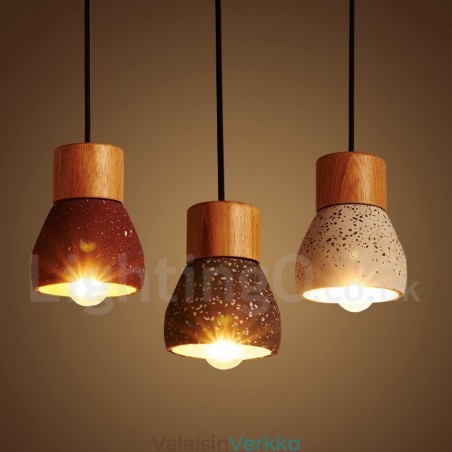 Moderni nykyaikainen 1 Light Wood Concrte riippuvalaisin Moderni nykyaikainen 1 Light Wood Concrte riippuvalaisin