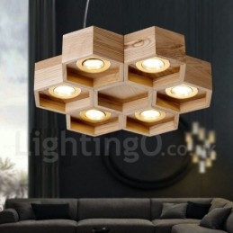 6 Light Wood Moderni nykyaikainen riippuvalaisin