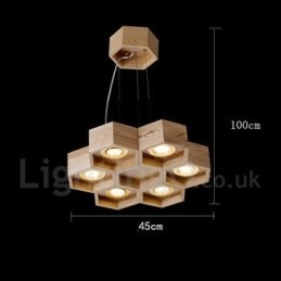 6 Light Wood Moderni nykyaikainen riippuvalaisin