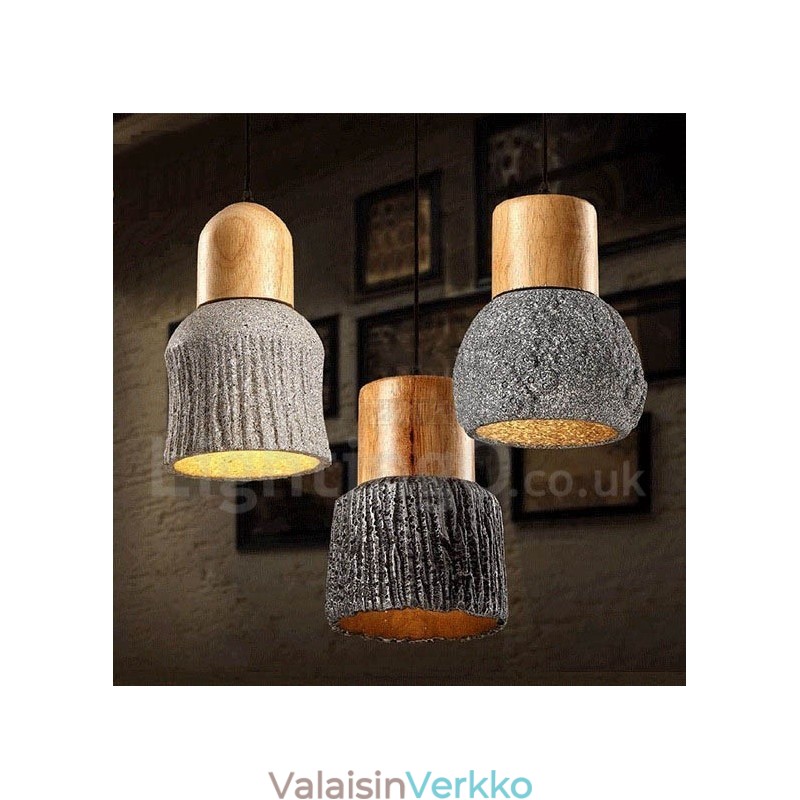 Retro Vintage Wood Concrte riippuvalaisin