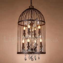 Retro Vintage Metal 8 Light -riippuvalaisin lintuhäkkiin