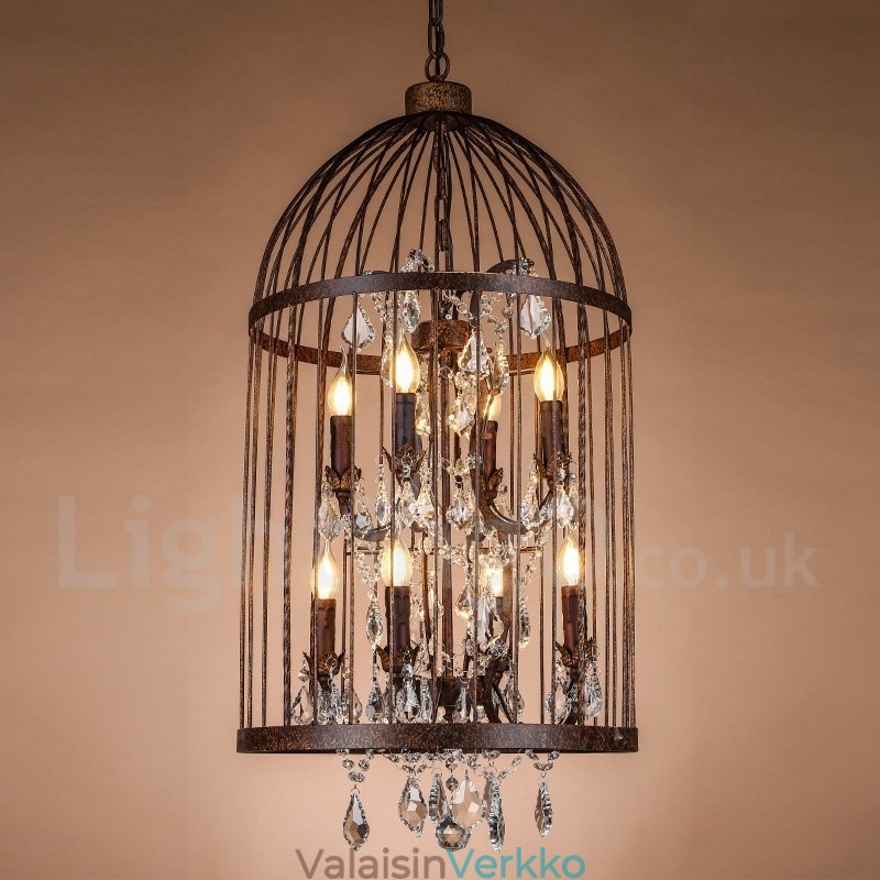Retro Vintage Metal 8 Light -riippuvalaisin lintuhäkkiin