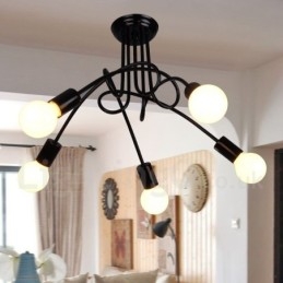 Musta Country Metal 5 Light kattokruunu valo