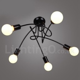 Musta Country Metal 5 Light kattokruunu valo