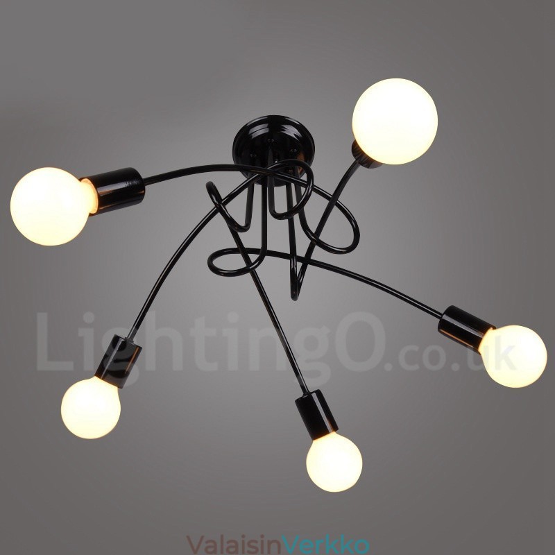 Musta Country Metal 5 Light kattokruunu valo