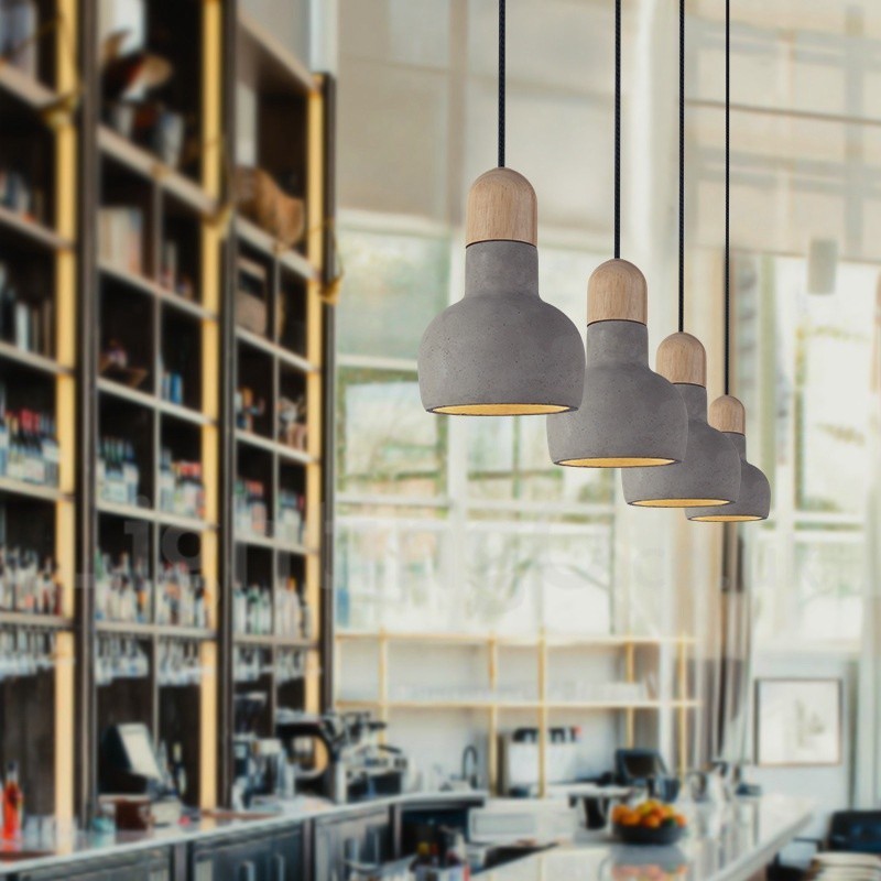 Retro Vintage Wood Concrte yksivaloinen riippuvalaisin