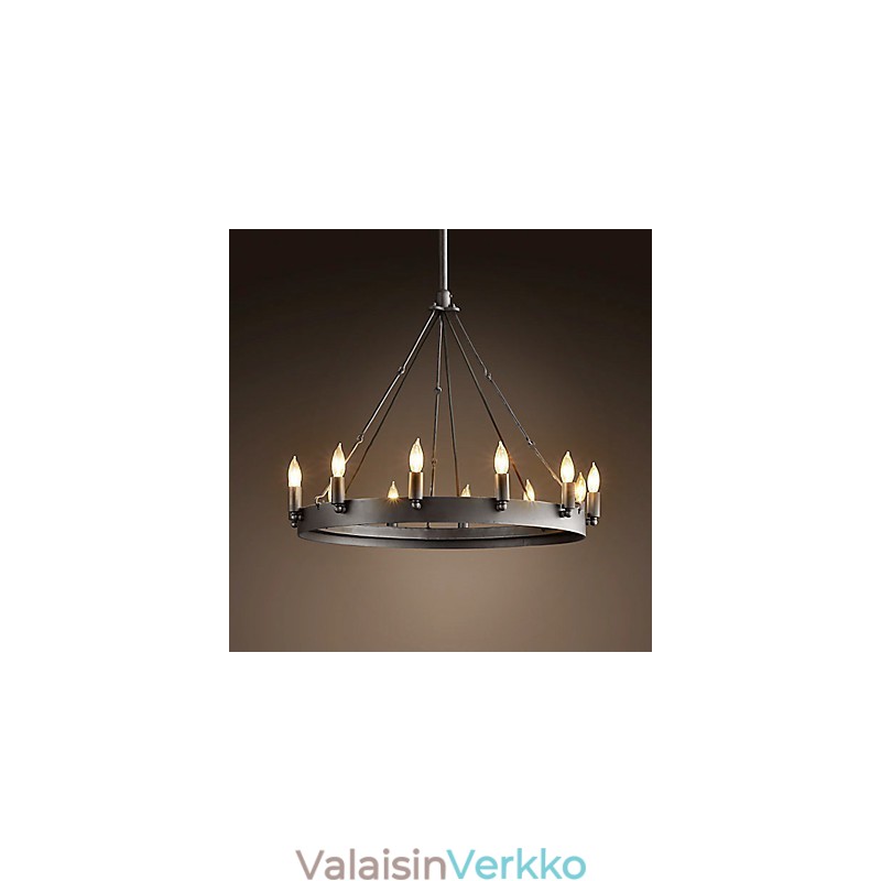 Retrotyylinen rautainen riippuvalaisin 12 kynttilävalolla