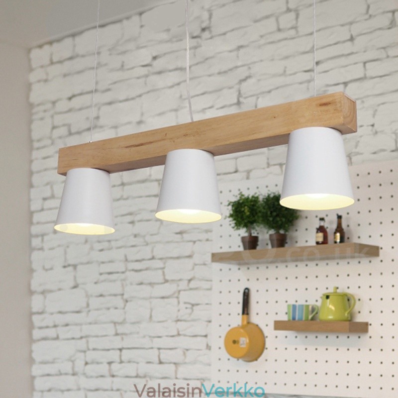 3 Light Moderni nykyaikainen puinen riippuvalaisin
