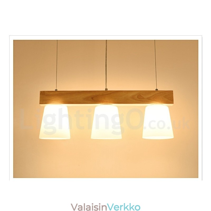 3 Light Moderni nykyaikainen puinen riippuvalaisin