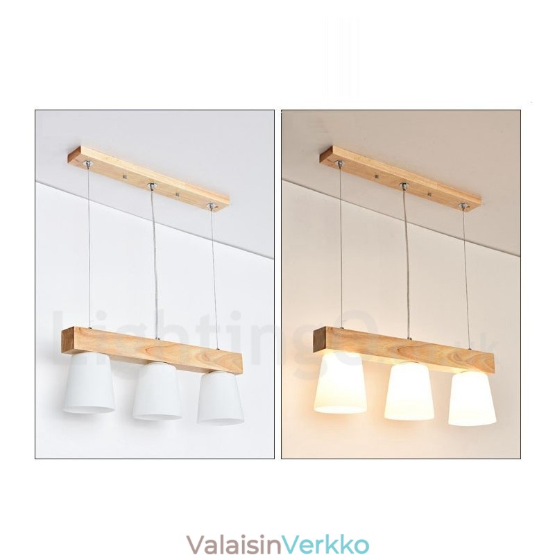 3 Light Moderni nykyaikainen puinen riippuvalaisin