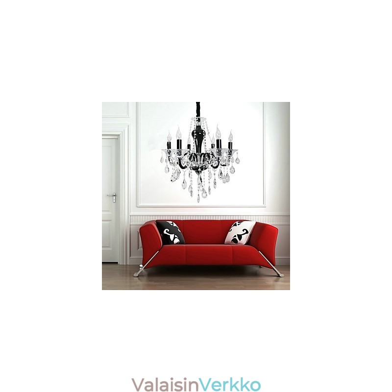 6 valokristallikruunua mustalla designkorosteella