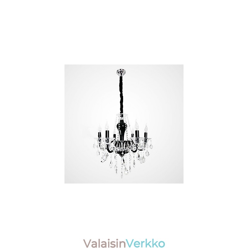 6 valokristallikruunua mustalla designkorosteella