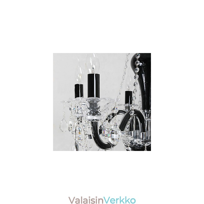 6 valokristallikruunua mustalla designkorosteella