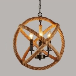 Country Hemp Rope 3 Light Vintage riippuvalaisin