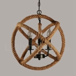 Country Hemp Rope 3 Light Vintage riippuvalaisin
