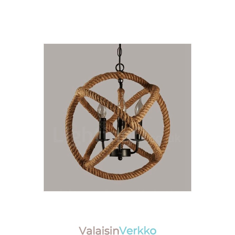 Country Hemp Rope 3 Light Vintage riippuvalaisin