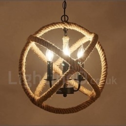 Country Hemp Rope 3 Light Vintage riippuvalaisin