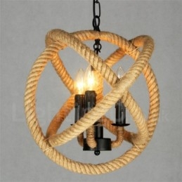 Country Hemp Rope 3 Light Vintage riippuvalaisin