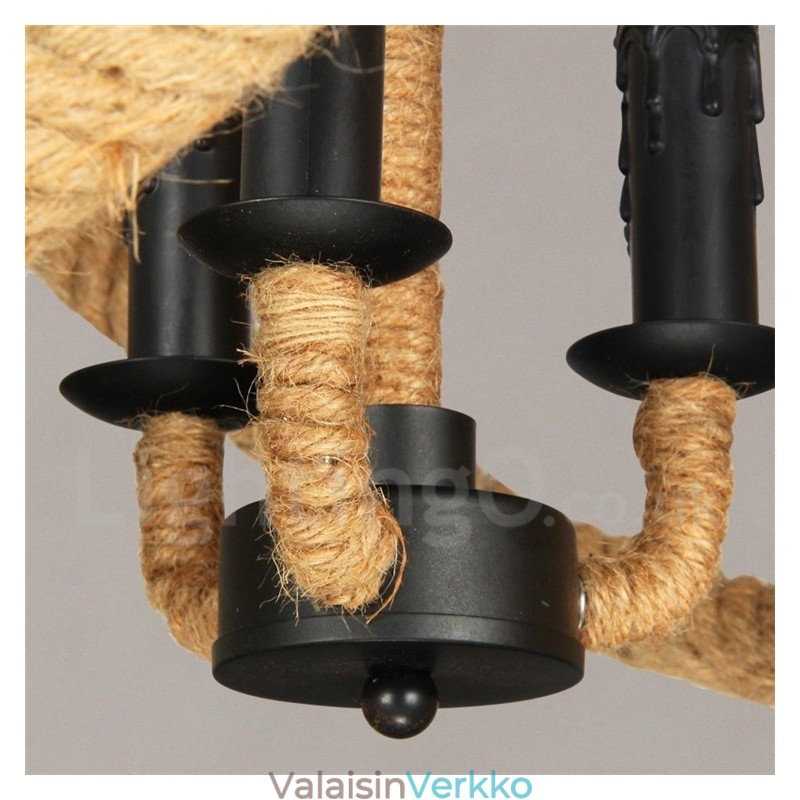 Country Hemp Rope 3 Light Vintage riippuvalaisin