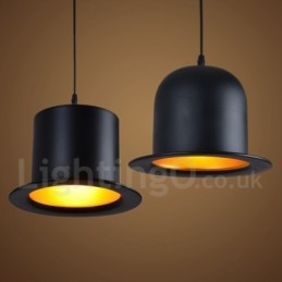 Musta metallihattu Shape 1 Light Retro Vintage riippuvalaisin