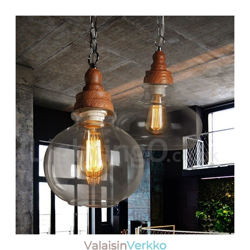 Retro Vintage riippuvalaisin lasivarjostimella