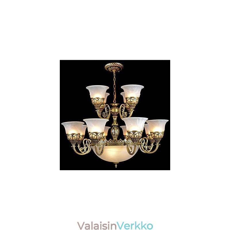 Pronssikruunu Fifteen Lights Moire Glass European Retro Classic