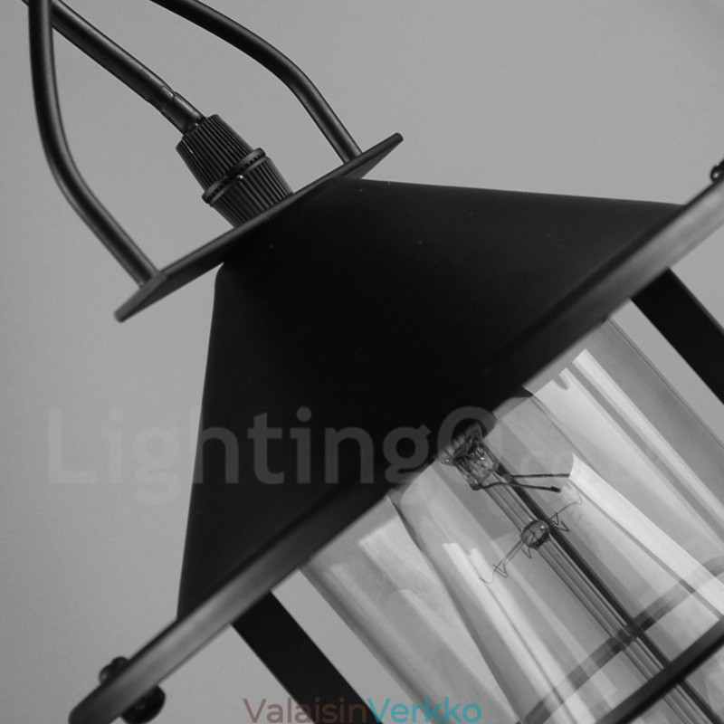 Vintage metallinen riippuvalaisin lasivarjostimella