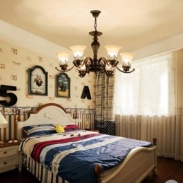 6 Light Rustic Lodge integroitu metallinen kattokruunu