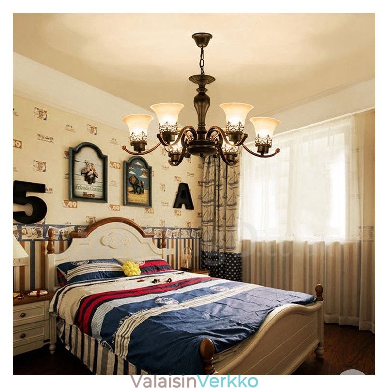 6 Light Rustic Lodge integroitu metallinen kattokruunu